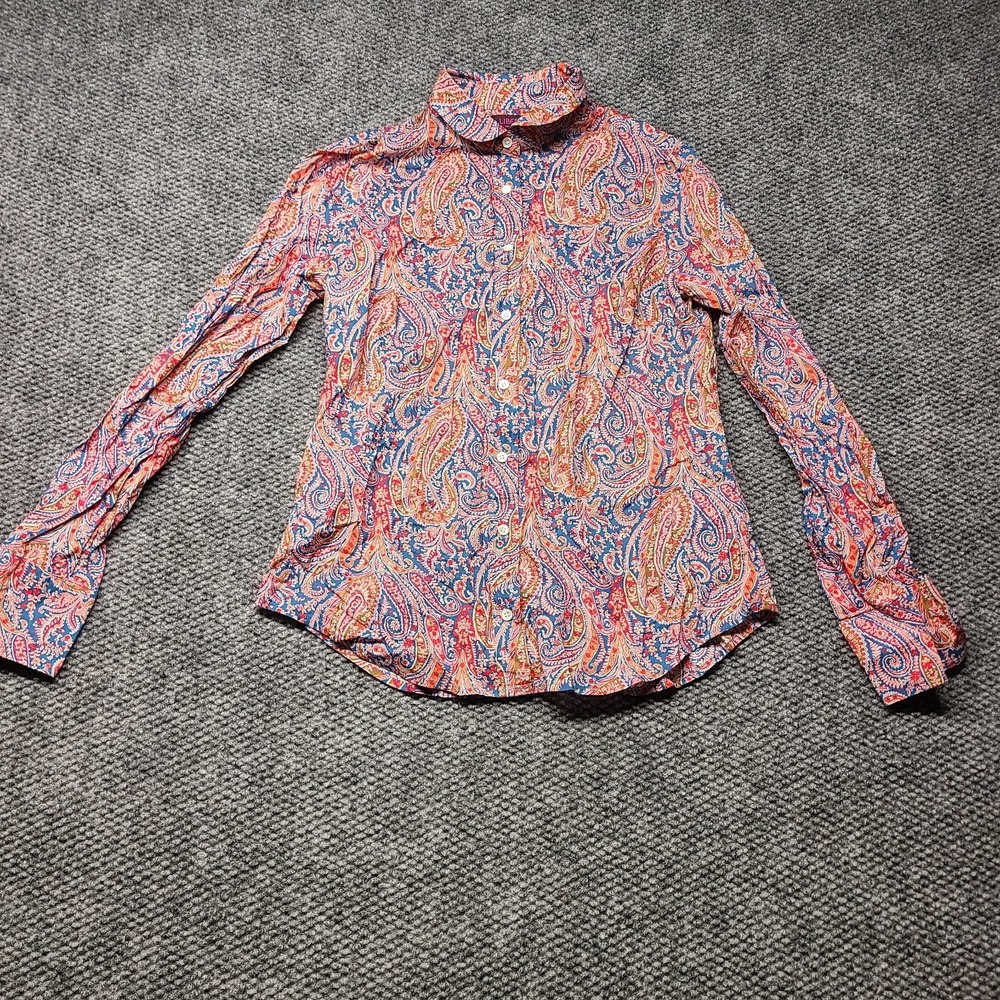 Liberty for J. Crew Shirt Womens 6 Multicolor Floral Paisley Cotton Button Up